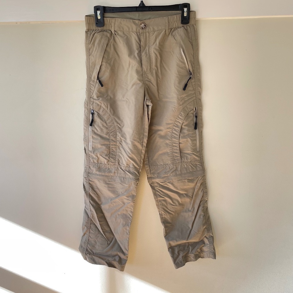 Zip-Off Hiking pants (shorts) with ventilation zippers- kid size L- Color Tan